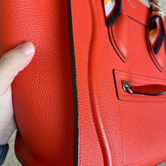 Celine Drummed Calfskin Micro Luggage Vermillion - Picture 7 of 13